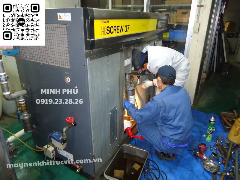 Hitachi air compressor, Bảo dưỡng máy nén khí Hitachi, Sửa chữa máy nén khí Hitachi, Máy nén khí giả rẻ, may nen khi hitachi, bao duong may nen khi hitachi, sửa chữa máy nén khí trục vít