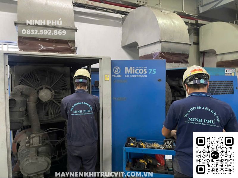 Bảo dưỡng máy nén khí Micos, Sửa chữa máy nén khí Micos, Micos air compressor repair sevice, Bao duong may nen khi Micos, Sua chua may nen khi Micos, Thay lọc gió máy nén khí Micos 75kW,