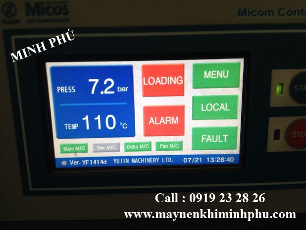 man hinh may nen khi micos 75, loi nhiet do cao may nen khi, bao duong may nen khi micos, sua chua may nen khi